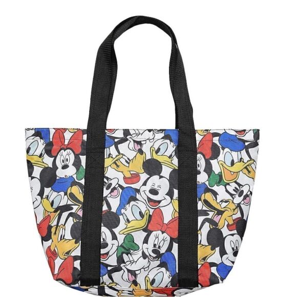 Disney Tote Mickey & Minnie Mouse Icon Print Zipper Travel Bag - Picture 1 of 4